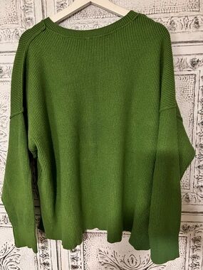 Women's Green Ribbed Crewneck Sweater XL